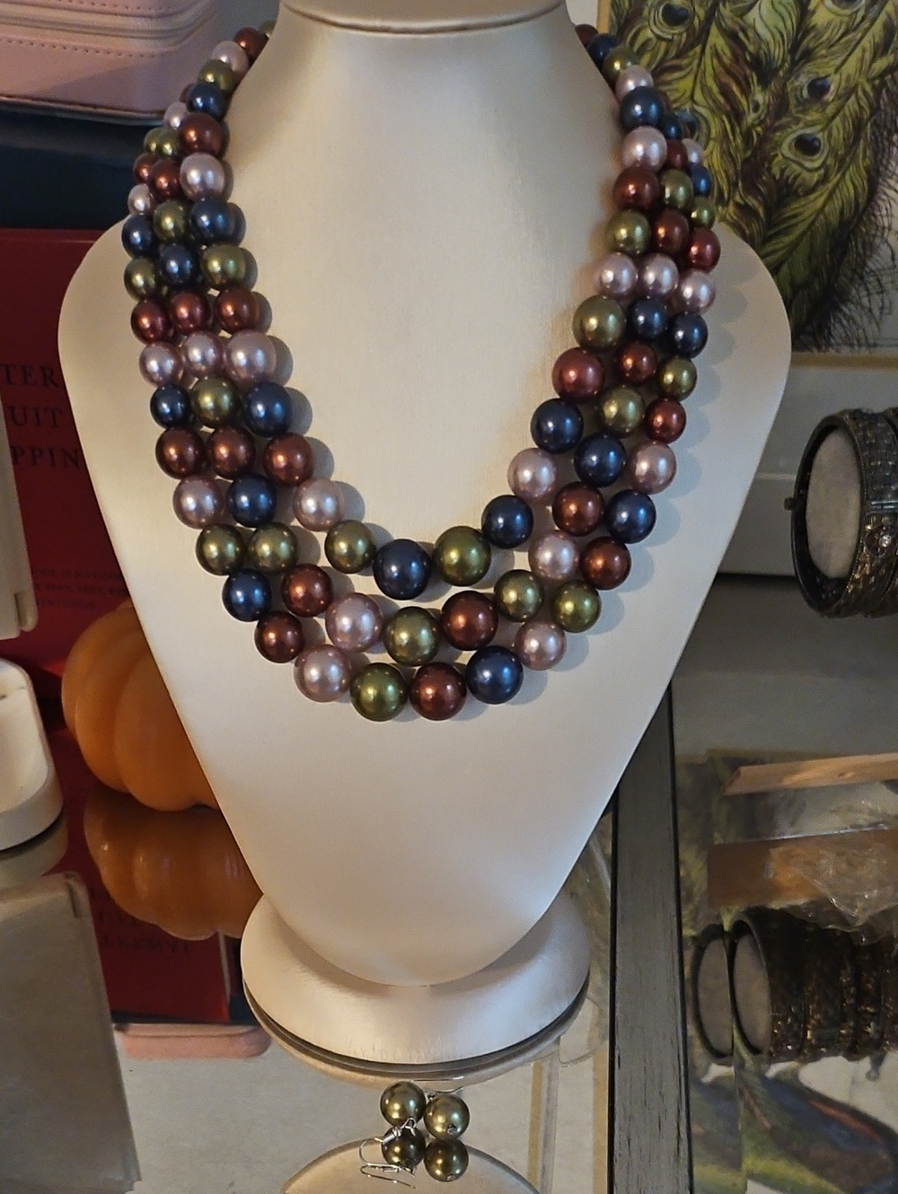 Multi-Color Pearl Strand Statement Necklace - Women Jewelry